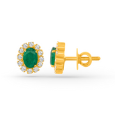 22K Gold Exquisite Emerald Pendant with Earrings Set